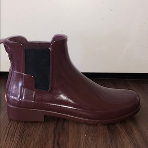 Hunter Burgundy Chelsea Rain Boots
